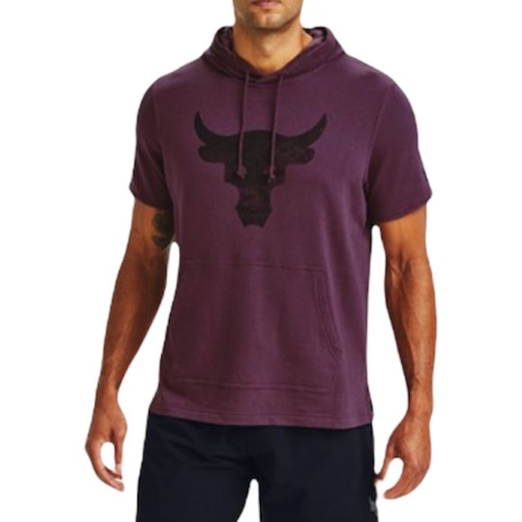 Under Armour Other - Under Armour Men 1362547 AVY 569 Project Rock Terry Hoodie Short Sle PO Burgundy